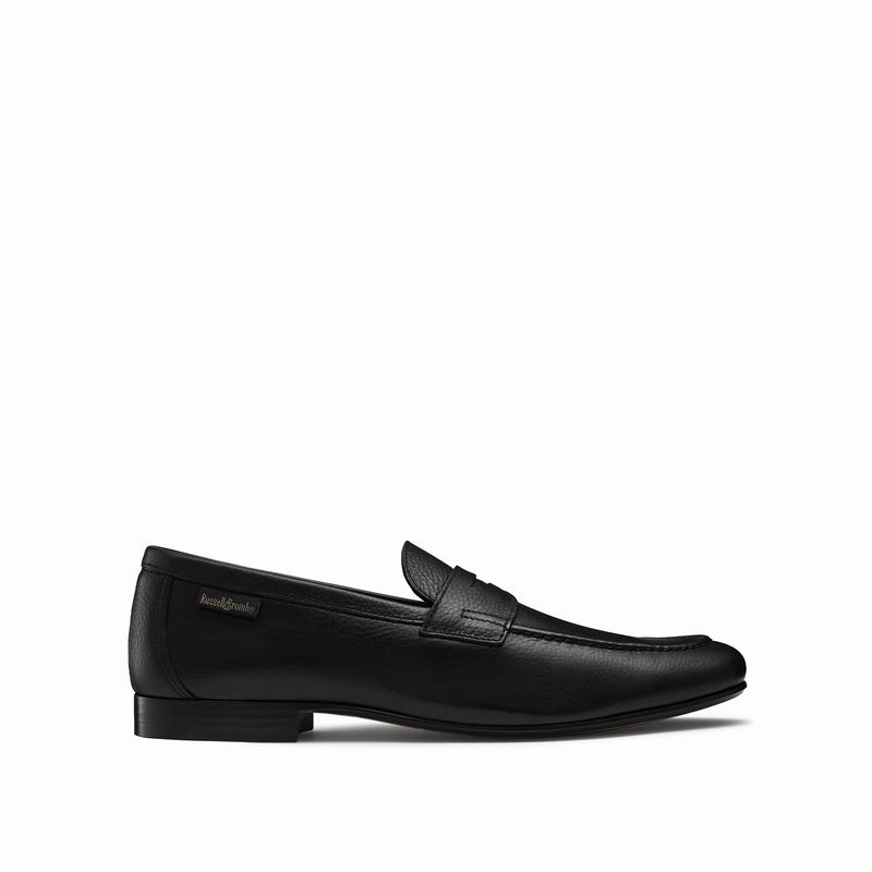 Russell & Bromley Outline Unlined Loafers Men's Black [QHN6968BH]